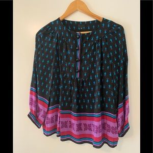 Anna Sui 100% Silk Boho Blouse